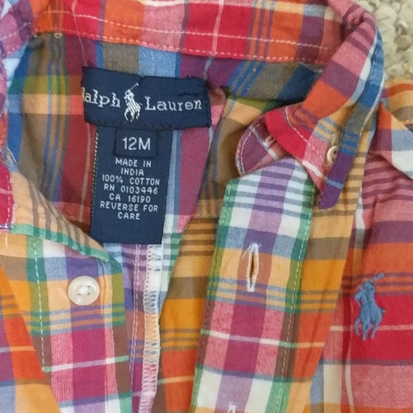 Ralph Lauren Madras plaid one piece boys 12 months - Picture 2 of 5